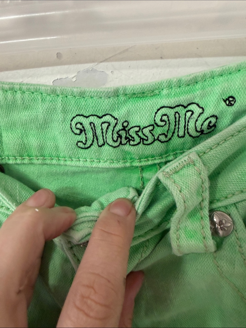Miss Me Mint Green Denim Cutoff Shorts - Picture 4 of 8